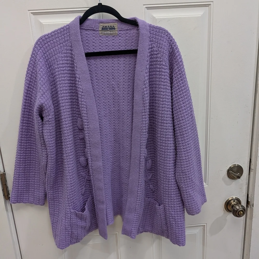 Amana Woolen Mills Lavender Kimono Cardigan